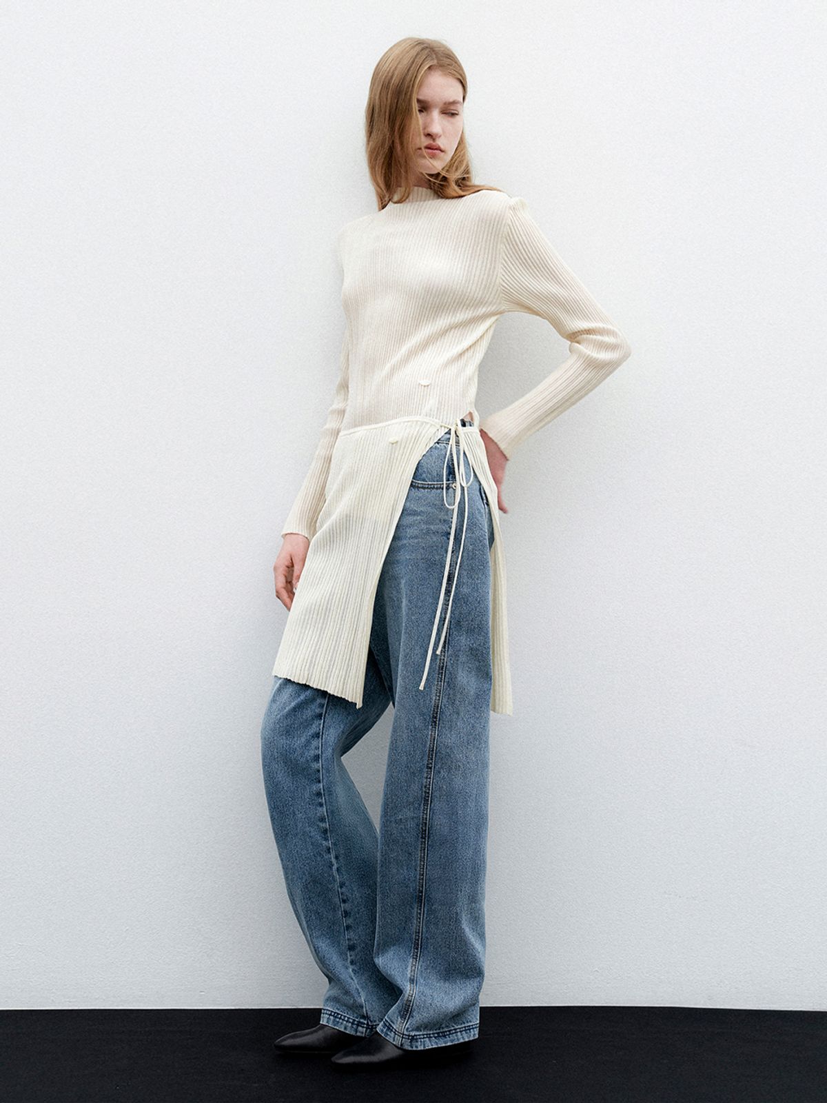 아틀리에 나인(ATELIER NAIN) ACCORD PLEATS LAYERED WRAP KNIT SKIRT(SK-5057)