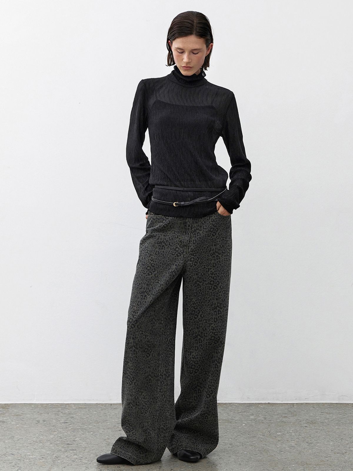 아틀리에 나인(ATELIER NAIN) LEOPARD WIDE LEG PANTS(PT-5701)