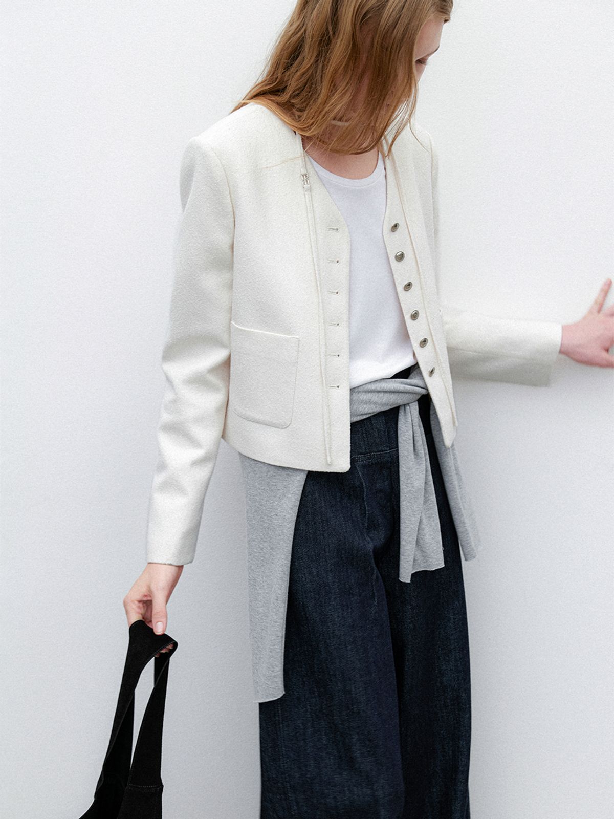 아틀리에 나인(ATELIER NAIN) STRING V-NECK CROP FALL JACKET(JK-3042)