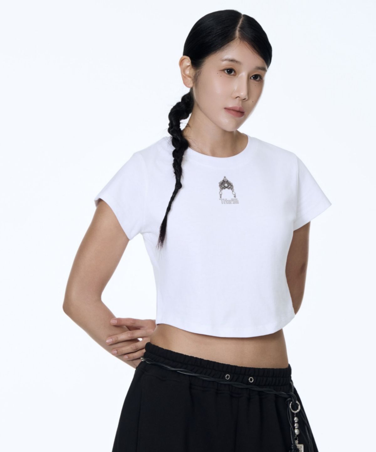 칠 하나 투 구육(71TO96) Mini Keyring Crop T-Shirt (White)