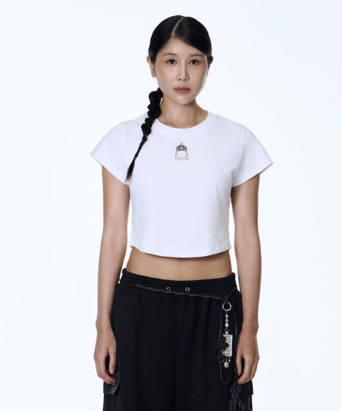 칠 하나 투 구육(71TO96) Mini Keyring Crop T-Shirt (White)