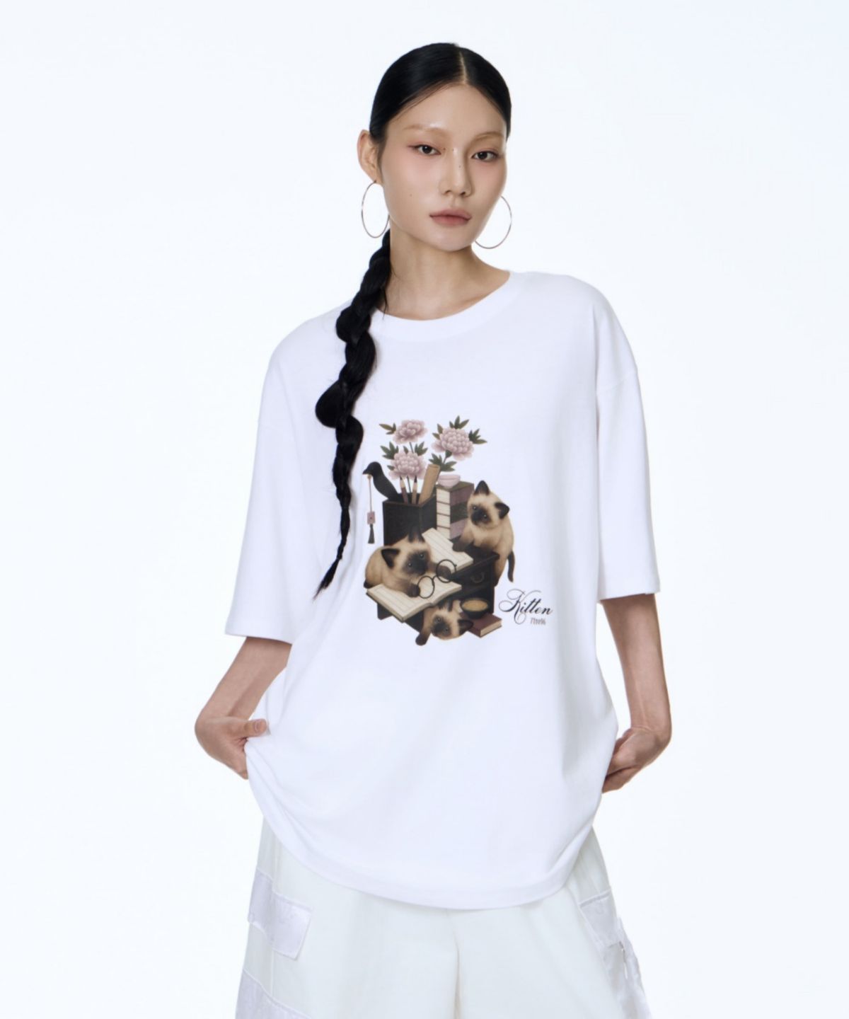 칠 하나 투 구육(71TO96) Chaekgado Cat T-shirt (White)