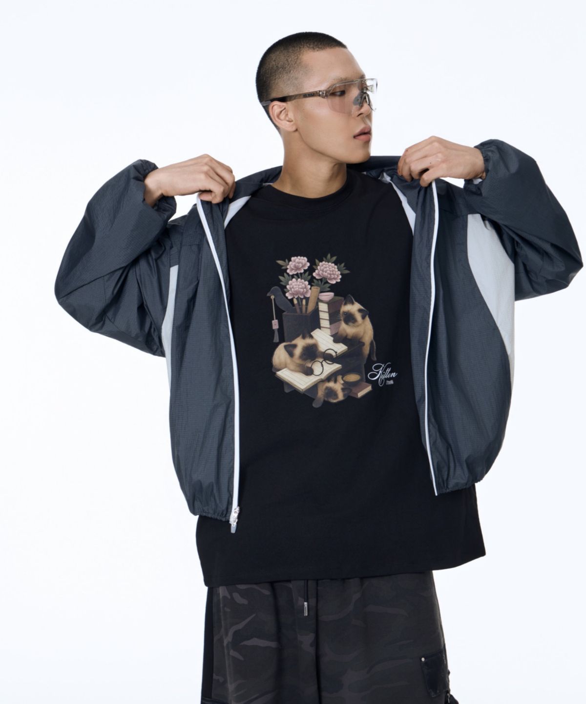칠 하나 투 구육(71TO96) Chaekgado Cat T-shirt (Black)