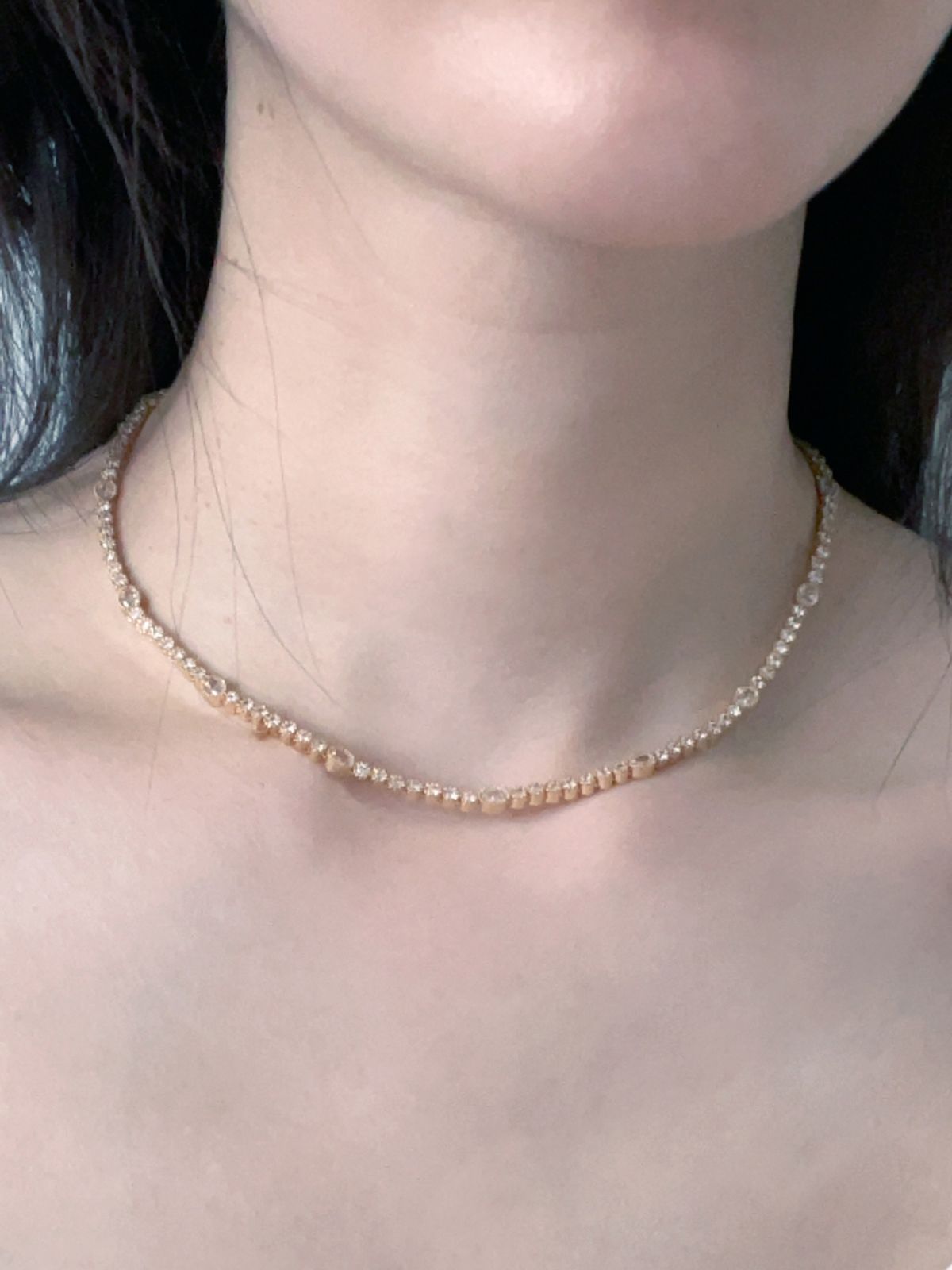 엘리오나(ELYONA) Lumière Tennis Chain Necklace 테니스체인 목걸이 (골드/로듐)