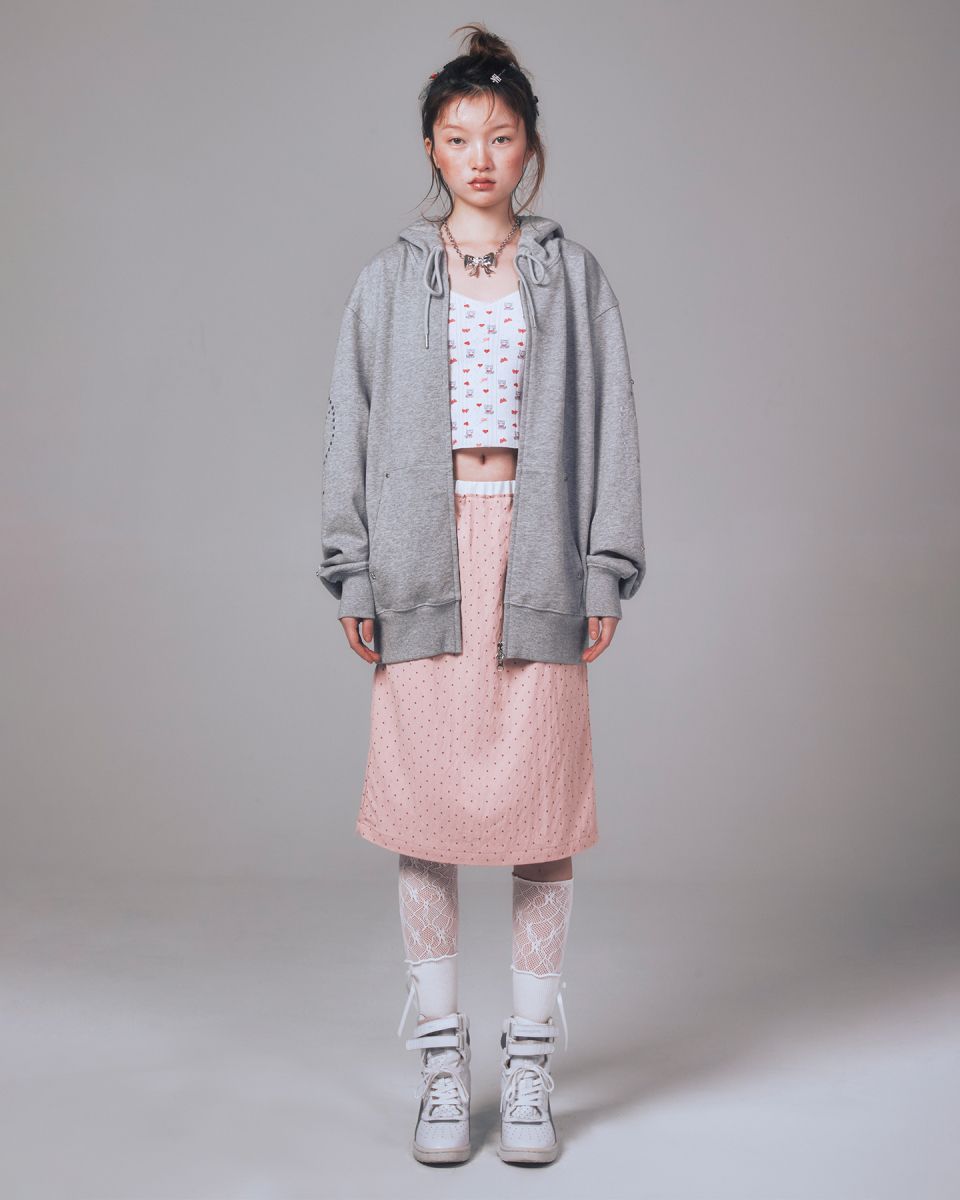 MUSINSA公式 | YOUHEE STAR HOTFIX HOOD ZIP-UP MELANGE GREY