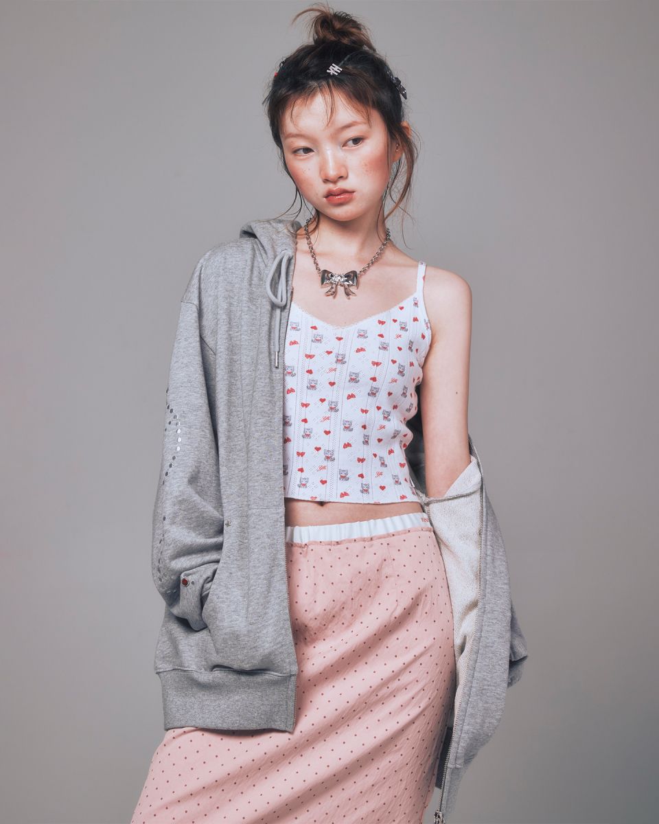 MUSINSA公式 | YOUHEE STAR HOTFIX HOOD ZIP-UP MELANGE GREY