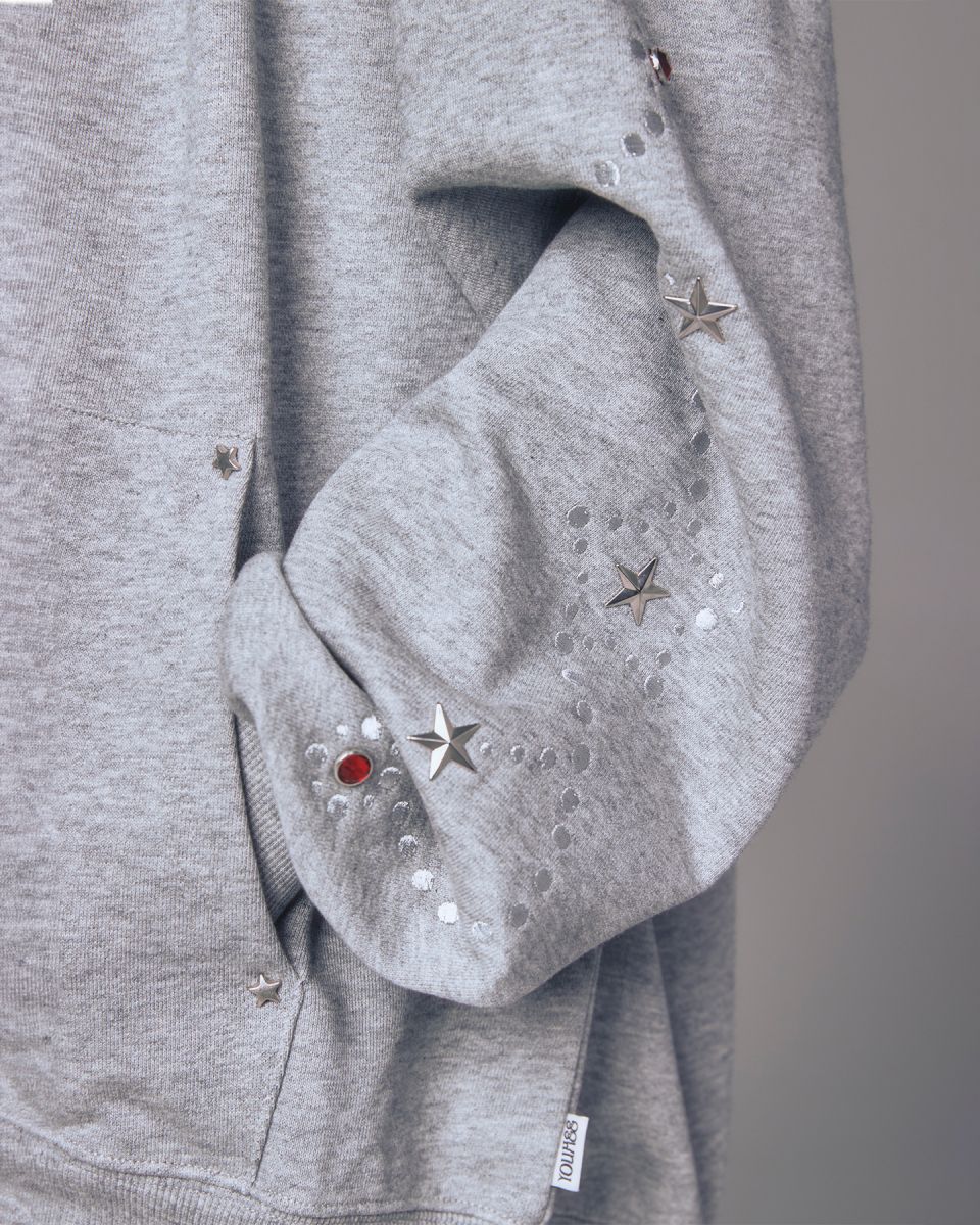 MUSINSA公式 | YOUHEE STAR HOTFIX HOOD ZIP-UP MELANGE GREY