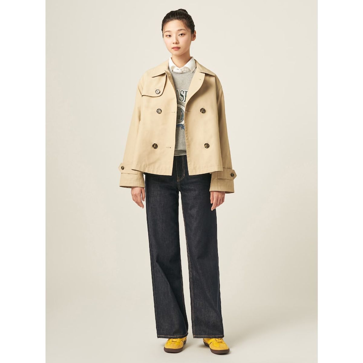 빈폴 레이디스(BEANPOLE LADIES) 코튼 숏 더블 트렌치  베이지 (BF583TC01A)
