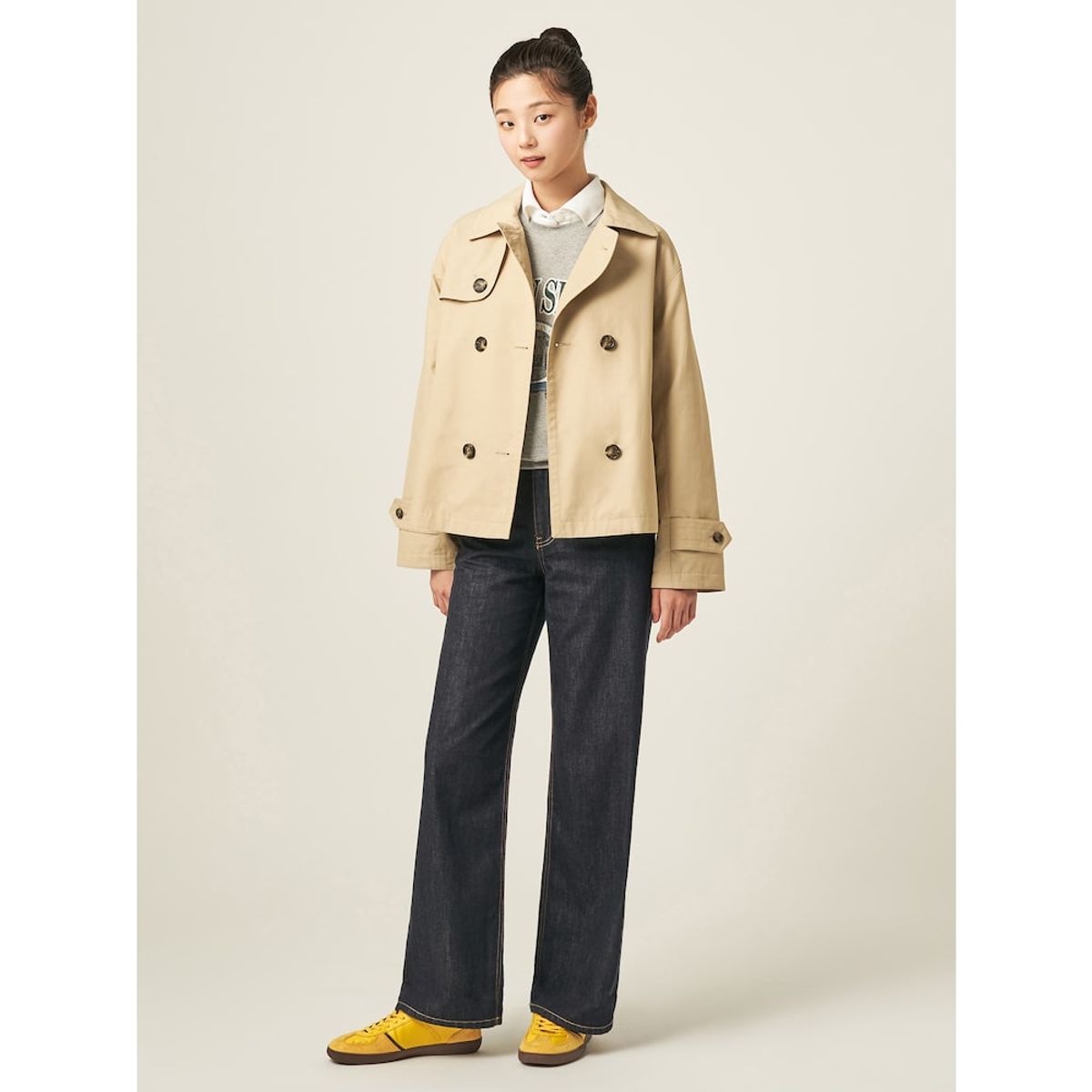 빈폴 레이디스(BEANPOLE LADIES) 코튼 숏 더블 트렌치  베이지 (BF583TC01A)