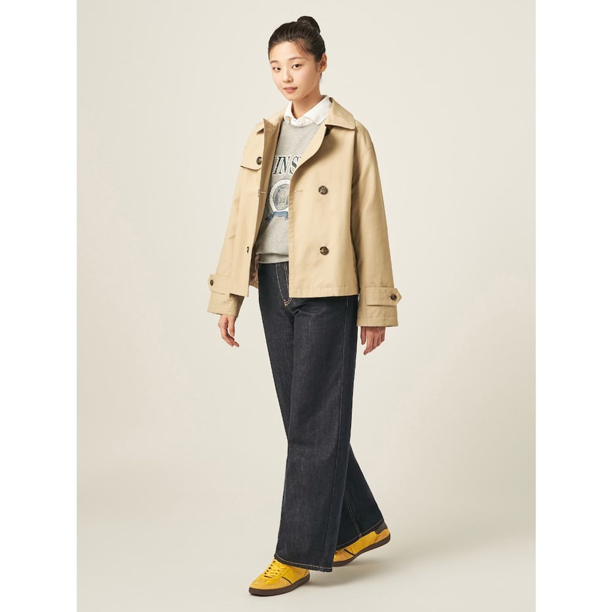 빈폴 레이디스(BEANPOLE LADIES) 코튼 숏 더블 트렌치  베이지 (BF583TC01A)
