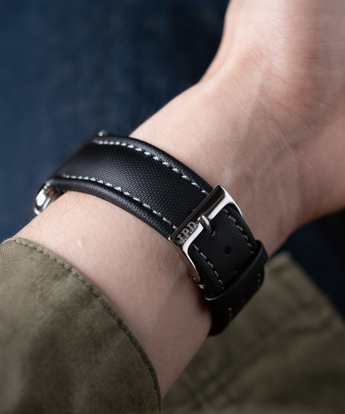 제이피디 웍스(JPDWORKS) 세일클로스 스트랩 클래식 블랙/그레이 스티치