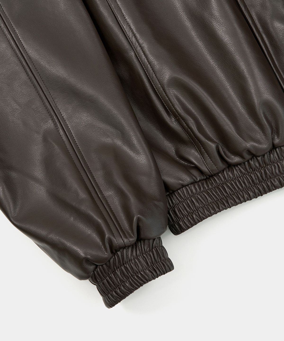 엑스컨테이너(EXCONTAINER) 하이넥 PU 레더 블루종 자켓 (DARK BROWN)