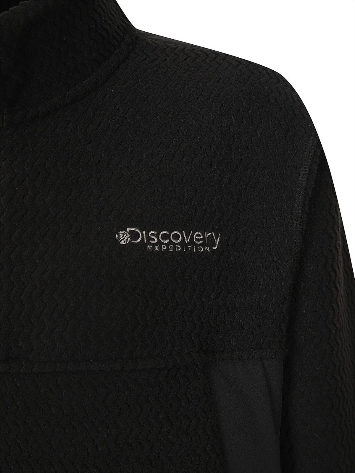 디스커버리 익스페디션(DISCOVERY EXPEDITION) 여성 자가드 플리스 반집업 티셔츠 (BLACK)