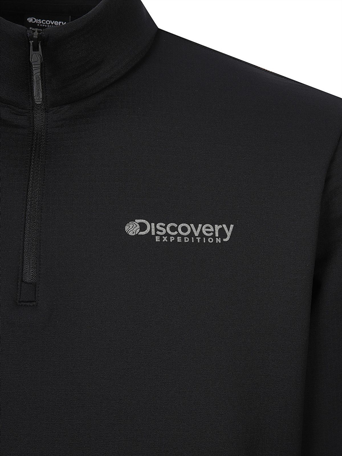 디스커버리 익스페디션(DISCOVERY EXPEDITION) 남성 그리드 반집업 티셔츠 (BLACK)