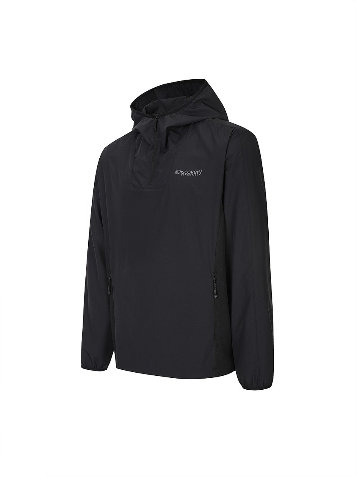 디스커버리 익스페디션(DISCOVERY EXPEDITION) 남성 우븐 메쉬기모 후드티 (BLACK)