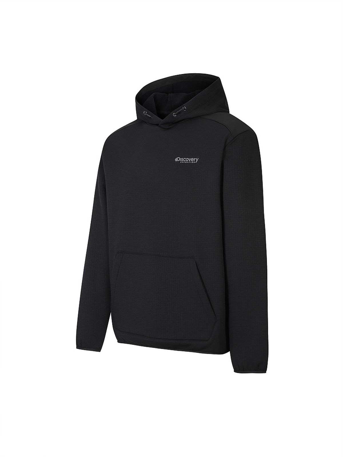 디스커버리 익스페디션(DISCOVERY EXPEDITION) 아웃도어 그리드 기모 후드티 (BLACK)