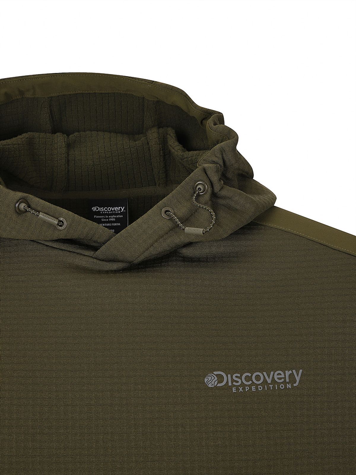 디스커버리 익스페디션(DISCOVERY EXPEDITION) 아웃도어 그리드 기모 후드티 (D/OLIVE)