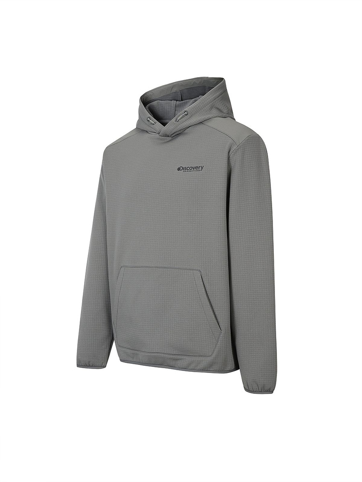 디스커버리 익스페디션(DISCOVERY EXPEDITION) 아웃도어 그리드 기모 후드티 (GREY)