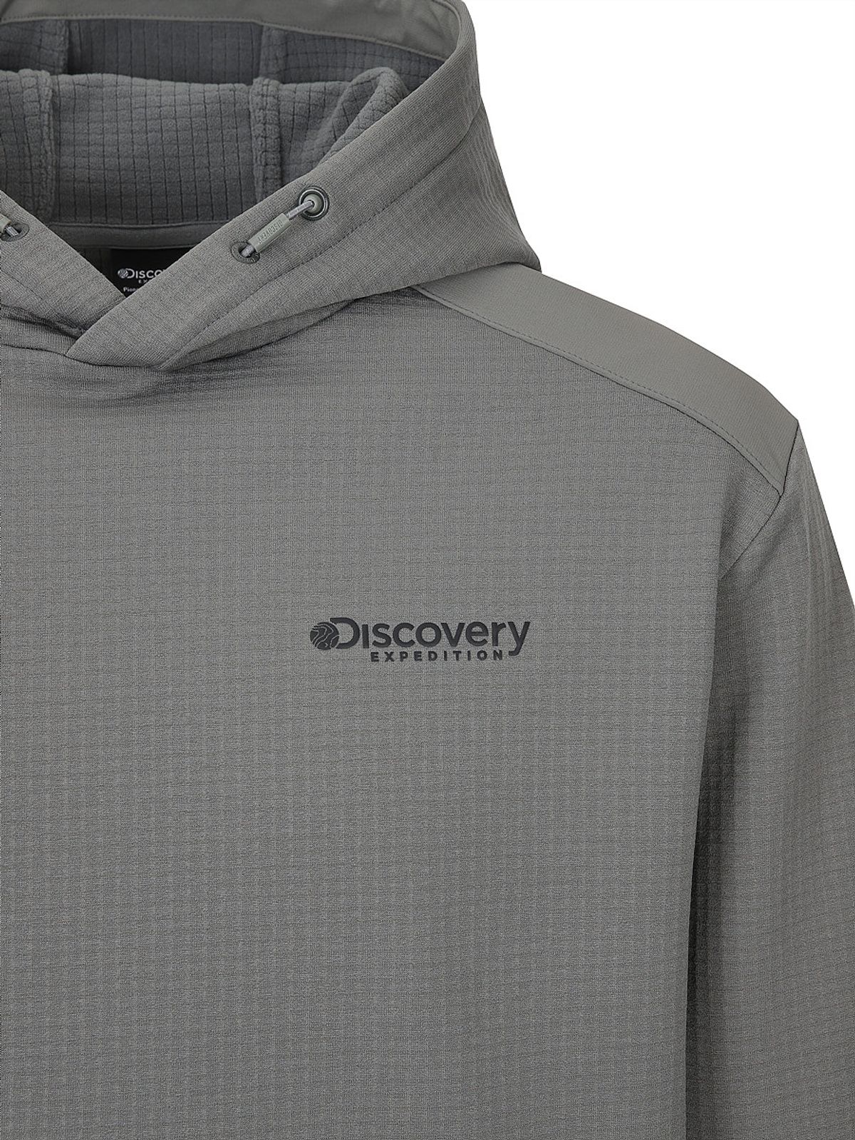 디스커버리 익스페디션(DISCOVERY EXPEDITION) 아웃도어 그리드 기모 후드티 (GREY)