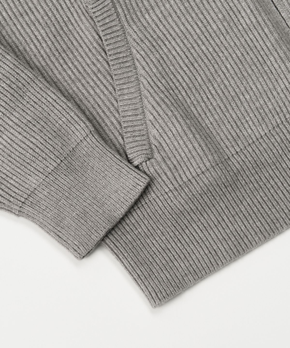 엑스컨테이너(EXCONTAINER) 미니멀 하이넥 니트 집업 (GREY)