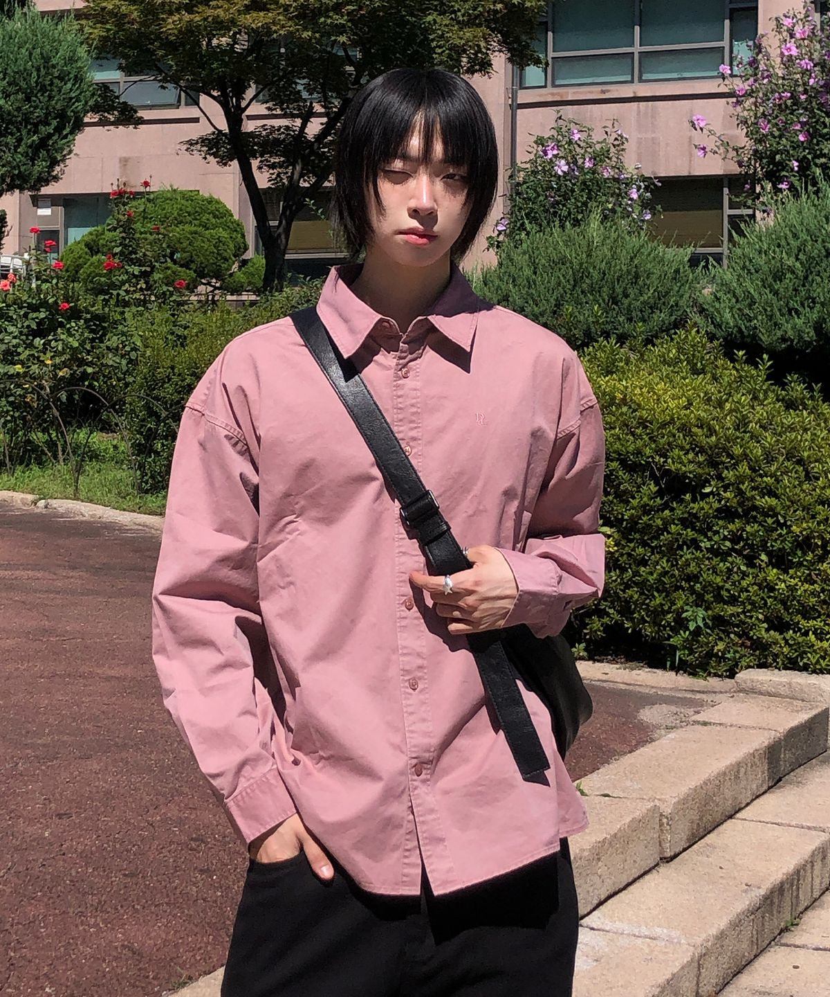 디벨로브(DEVELOVE) 빈티지 오버핏 피그먼트 셔츠_더스트 핑크