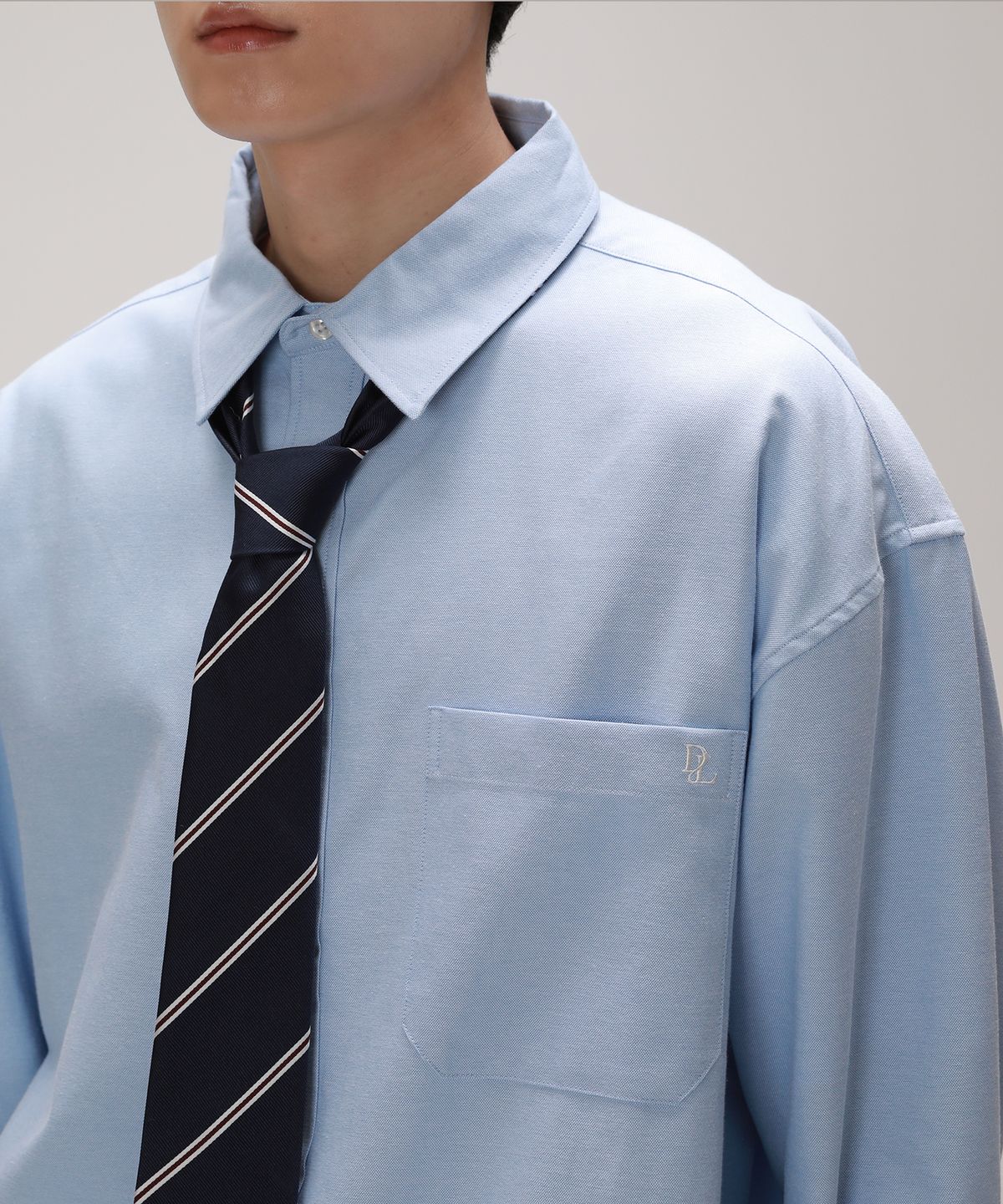 디벨로브(DEVELOVE) 시티보이 오버핏 솔리드 옥스포드 셔츠_스카이블루