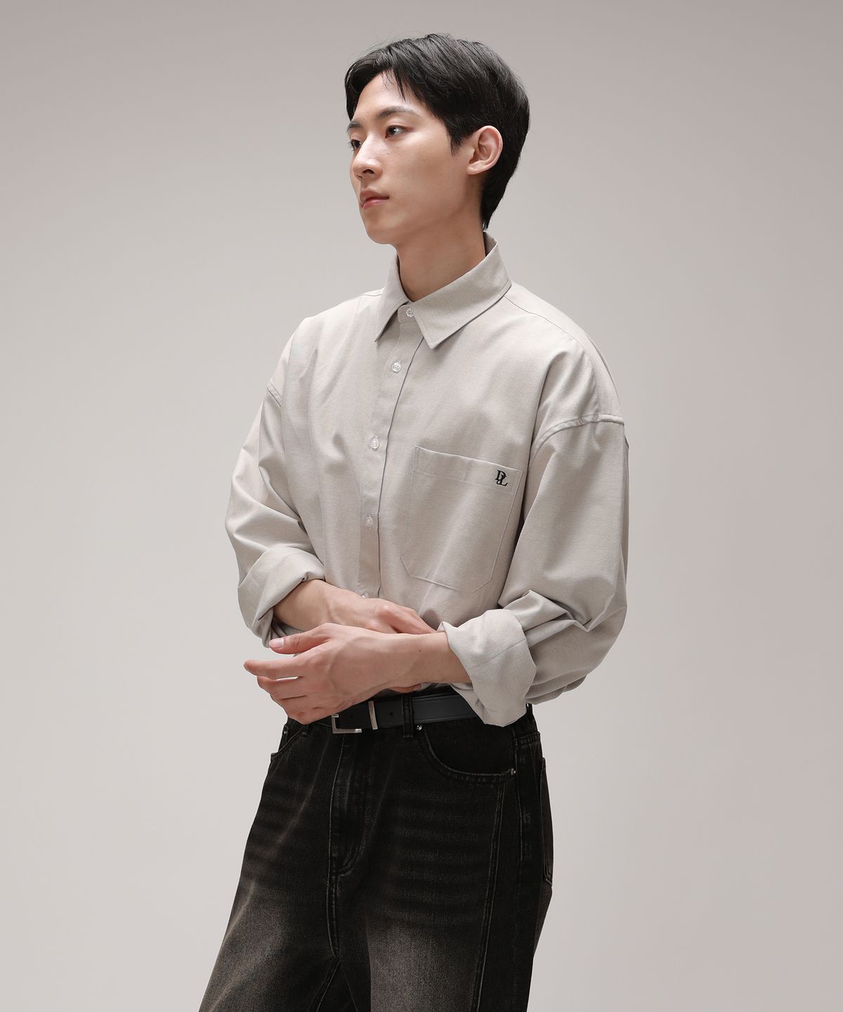 디벨로브(DEVELOVE) 시티보이 오버핏 솔리드 옥스포드 셔츠_샌드베이지