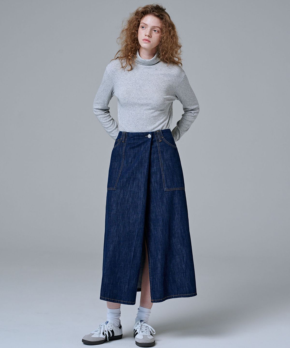 마롭(MALOUPE) 5109 텍스쳐 롤넥 티셔츠 (그레이)
