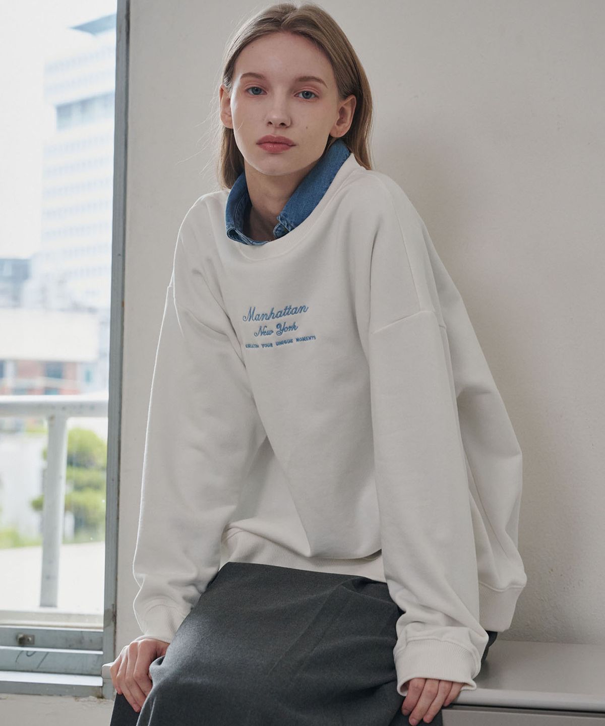 마롭(MALOUPE) 5306 릴렉스 스웻 셔츠 (화이트)