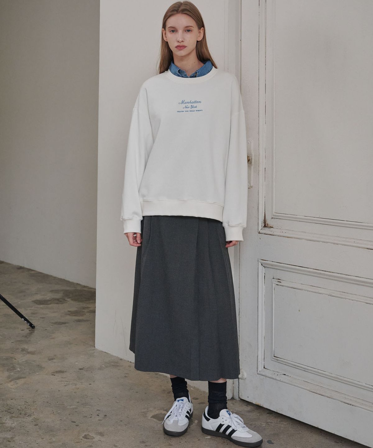 마롭(MALOUPE) 5306 릴렉스 스웻 셔츠 (화이트)