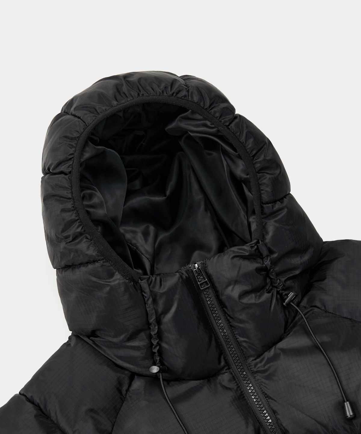 엑스컨테이너(EXCONTAINER) 립스탑 후디드 패딩 점퍼 (BLACK)