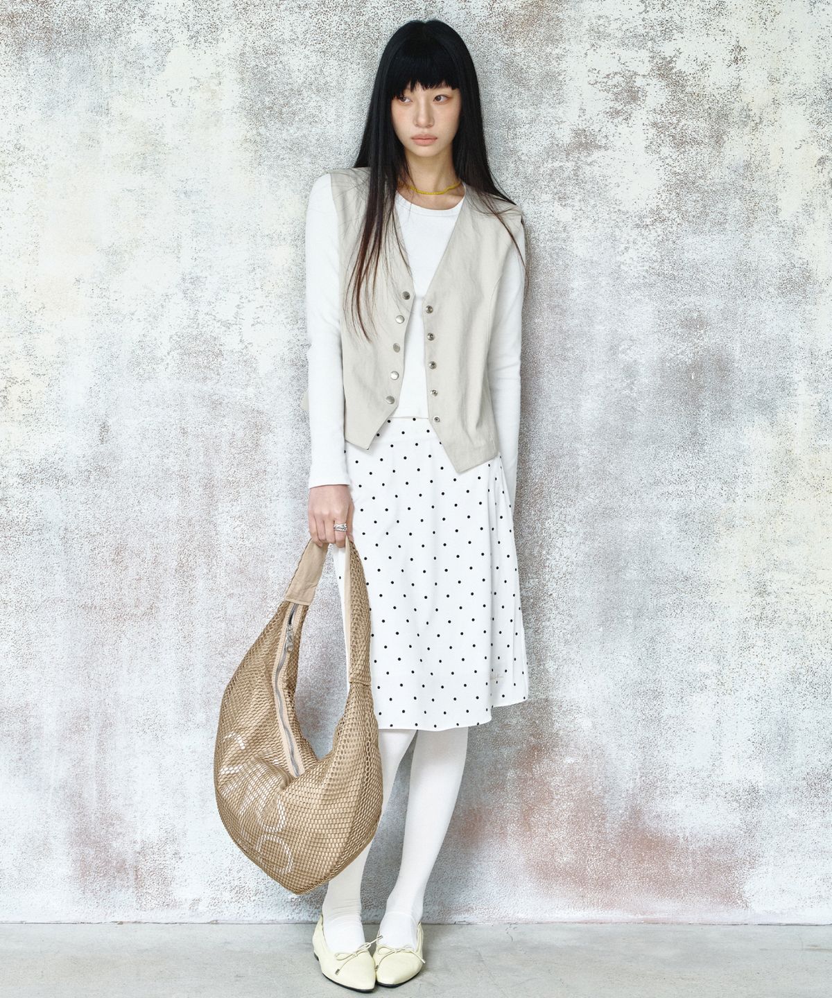닉앤니콜(NICK&NICOLE) NET HALF MOON BAG_DEEP BEIGE