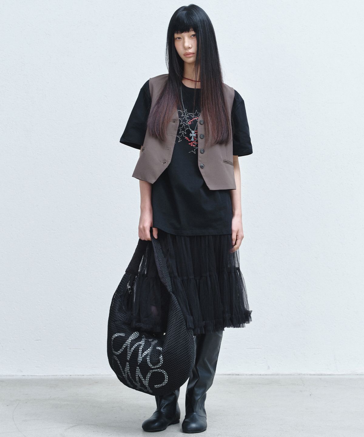 닉앤니콜(NICK&NICOLE) NET HALF MOON BAG_BLACK