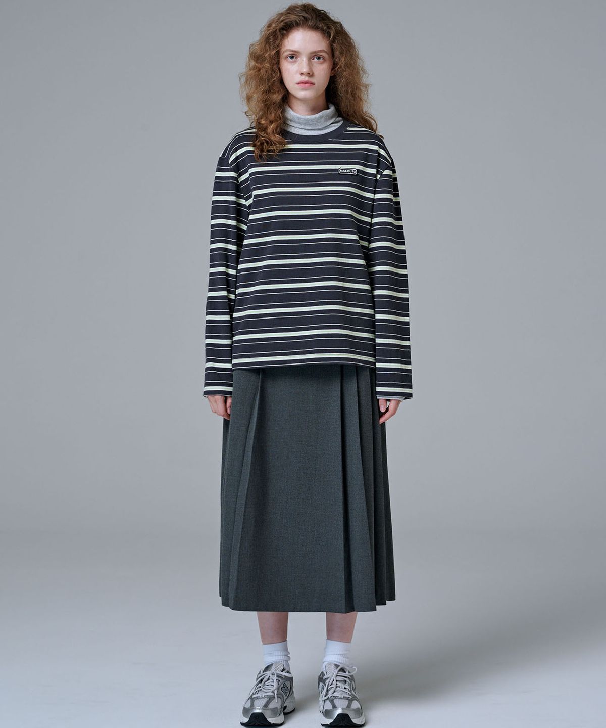 마롭(MALOUPE) 5107 레귤러 스트라이프 티셔츠 (다크 그레이)