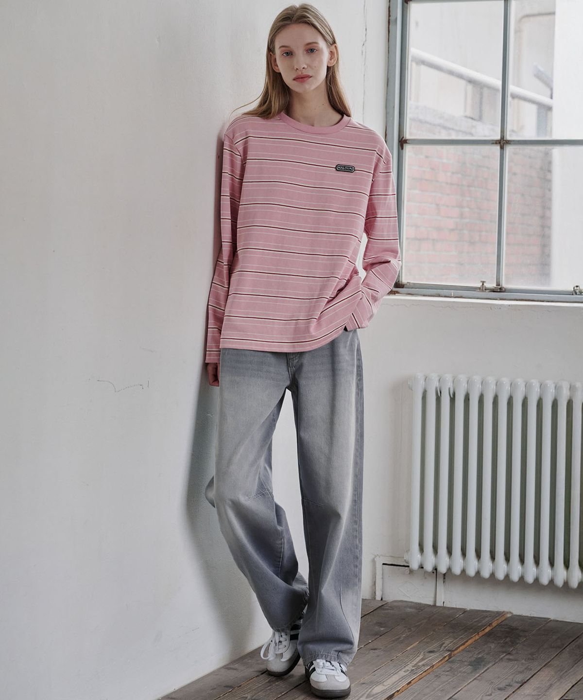 마롭(MALOUPE) 5107 레귤러 스트라이프 티셔츠 (핑크)