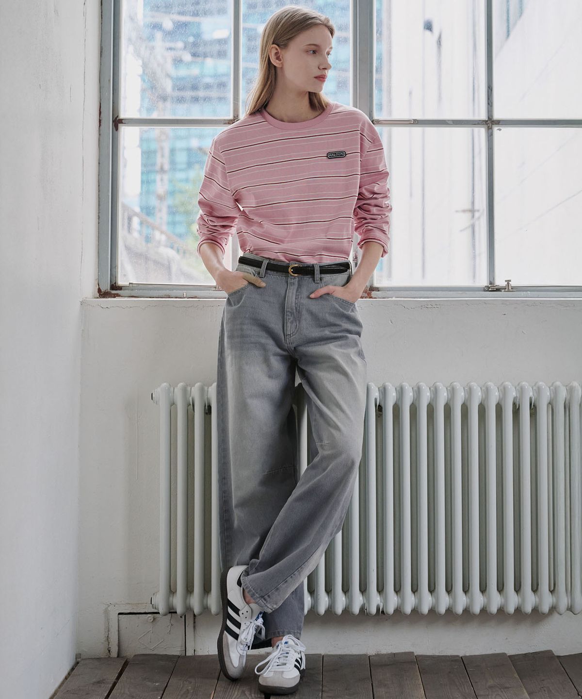 마롭(MALOUPE) 5107 레귤러 스트라이프 티셔츠 (핑크)