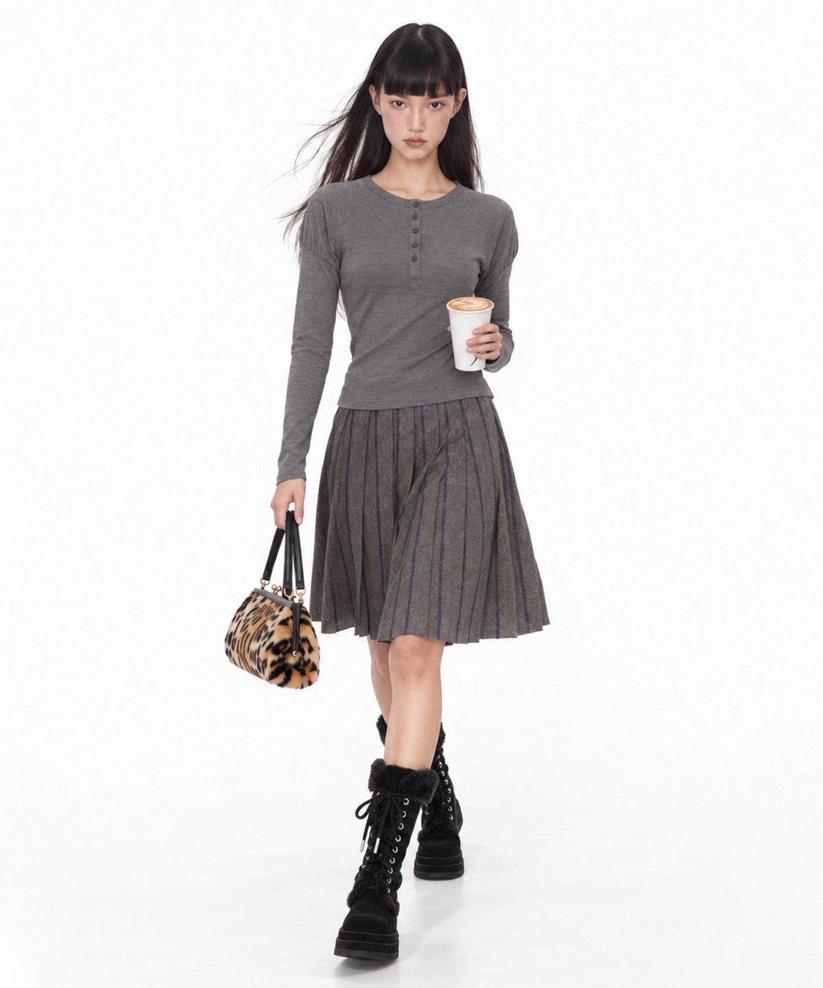 루루서울(LOULOUSEOUL) Winter Angel Fur Boots (Dark Black/Midi)