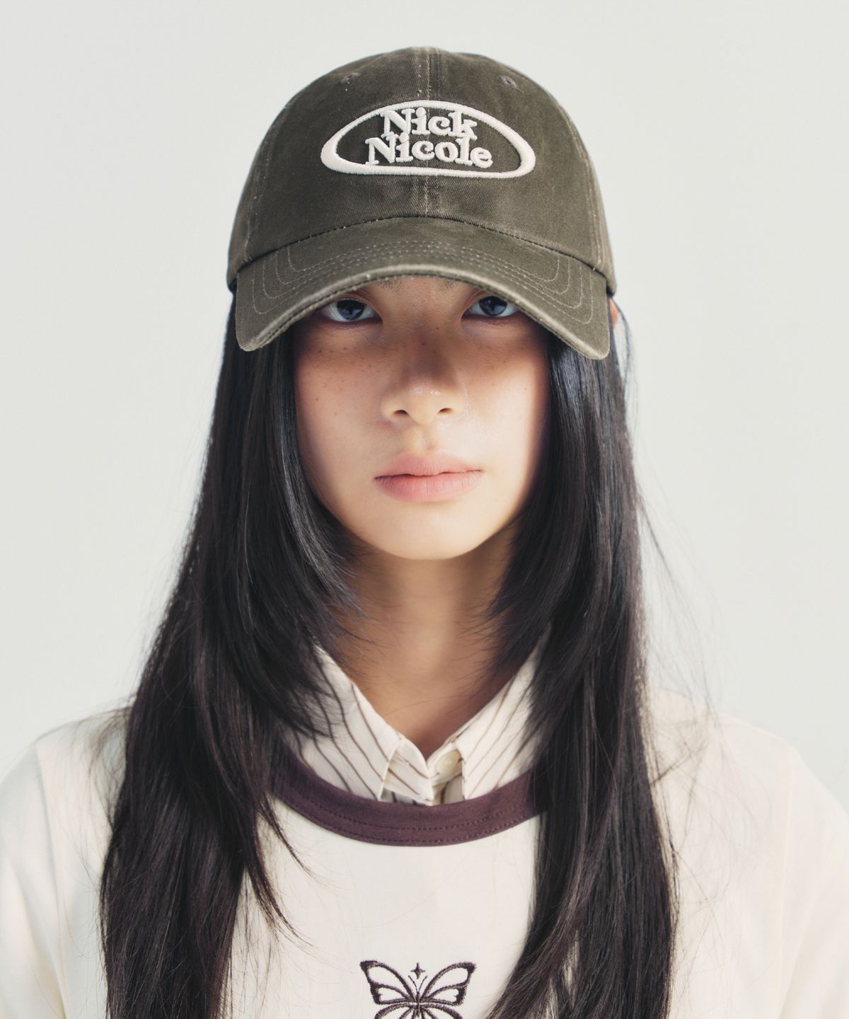 닉앤니콜(NICK&NICOLE) NICOLE SEOUL CIRCLE BALL CAP_VINTAGE KHAKI