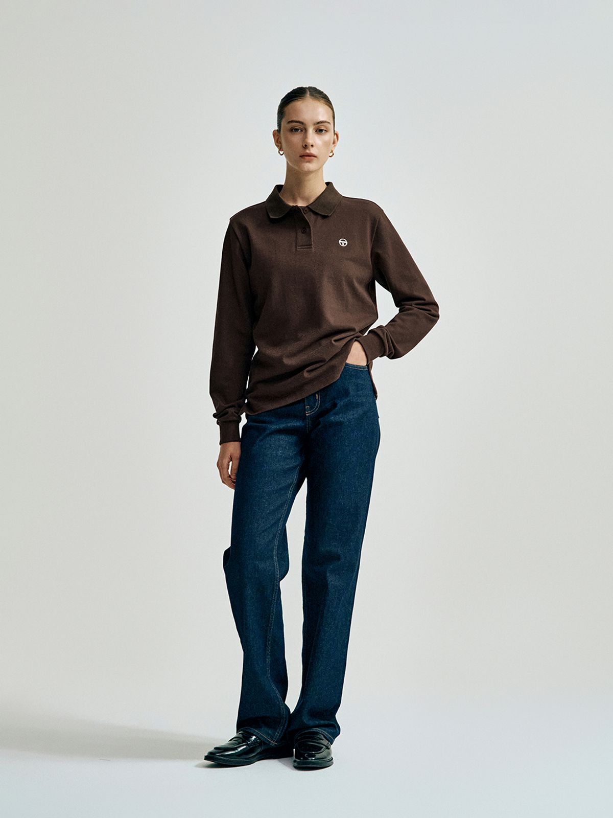 세르지오 타키니(SERGIO TACCHINI) U 클래식 유니섹스 긴팔 폴로 (D.Brown)