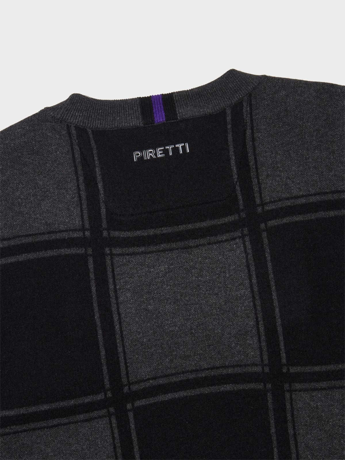 피레티(PIRETTI) 캡슐 체크 크루넥 스웨터 M_Dark Grey
