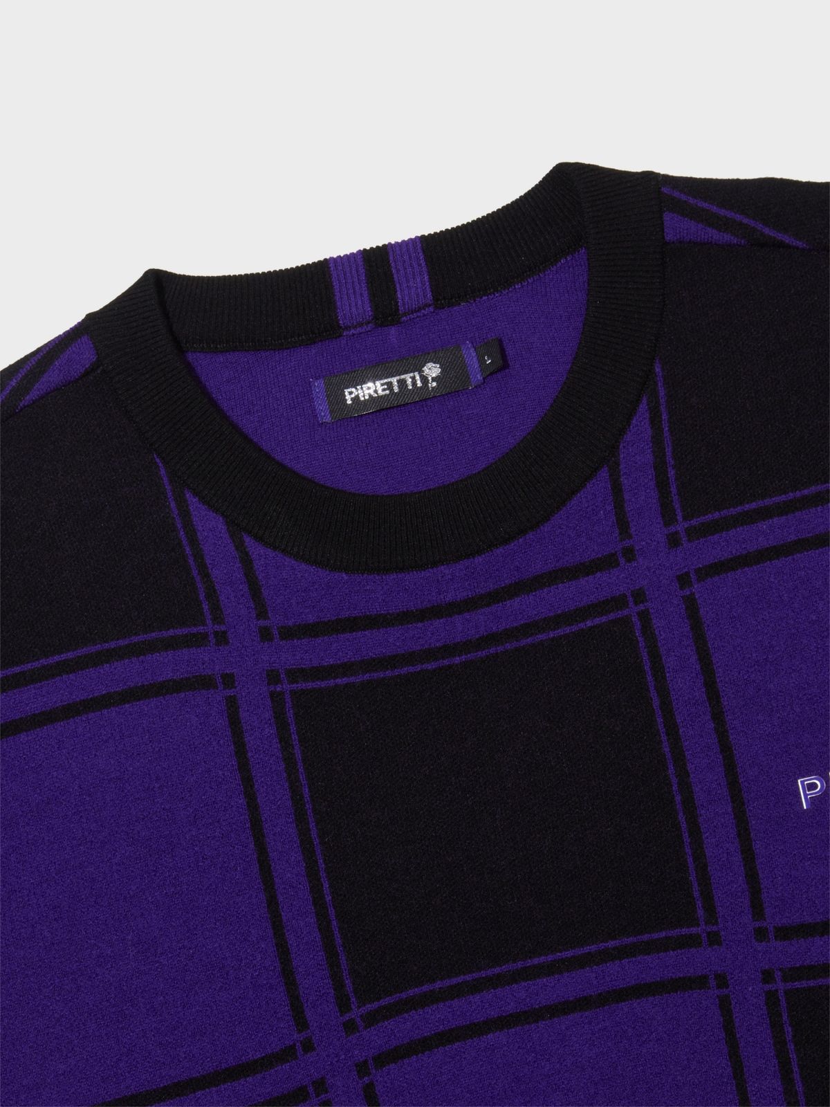피레티(PIRETTI) 캡슐 체크 크루넥 스웨터 M_Purple