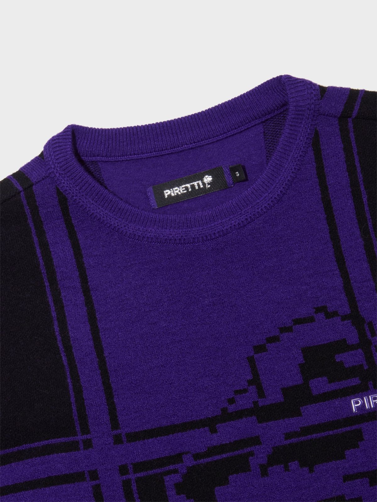 피레티(PIRETTI) 캡슐 그리드 라운드넥 스웨터 W_Purple
