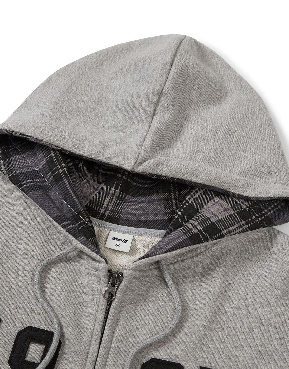 엠엠엘지(MMLG) [Mmlg] CHECK PATTERN HOOD ZIPUP (EVERY GREY)