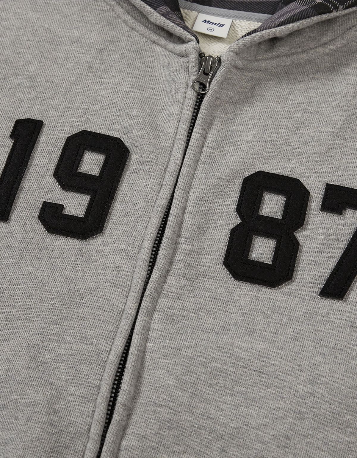 엠엠엘지(MMLG) [Mmlg] CHECK PATTERN HOOD ZIPUP (EVERY GREY)