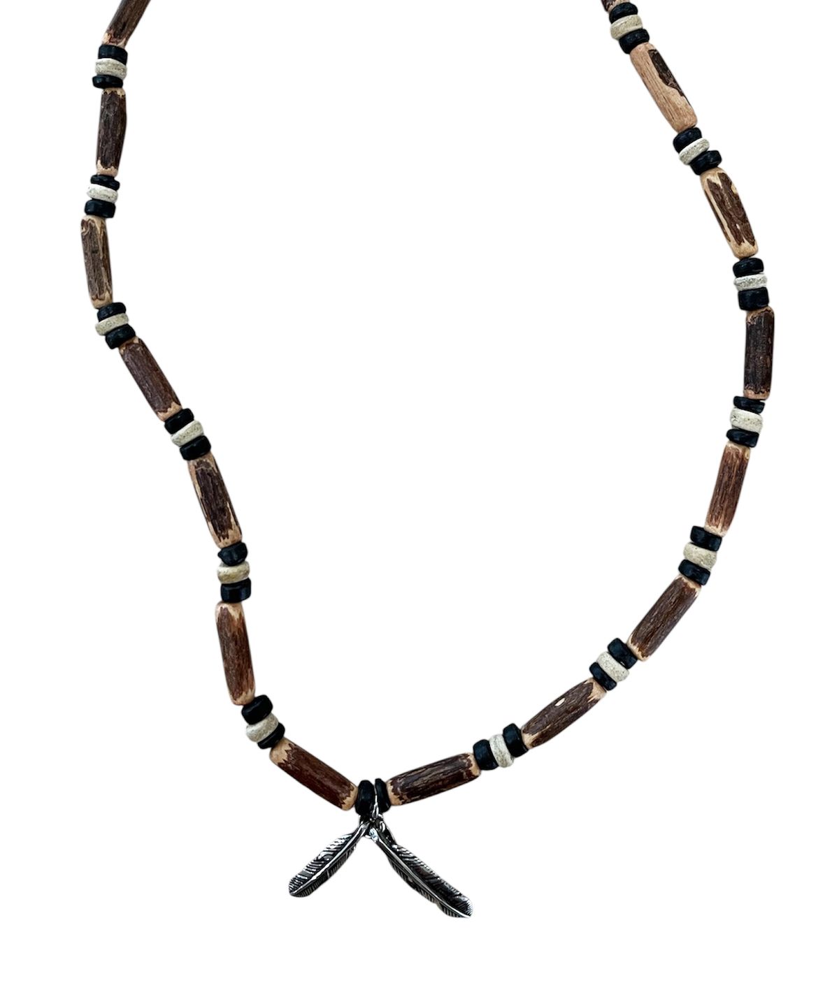 스케이터락(SK8ER ROCK) Vintage Feather Wooden Necklace ((mixed wood))