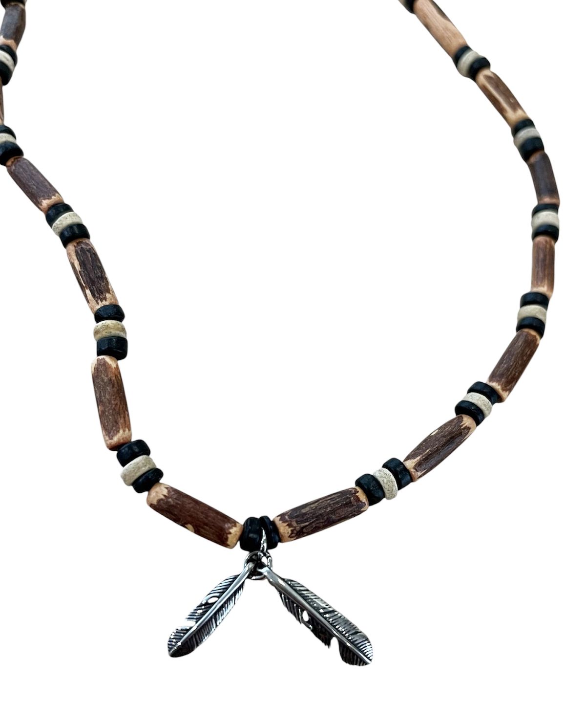 스케이터락(SK8ER ROCK) Vintage Feather Wooden Necklace ((mixed wood))