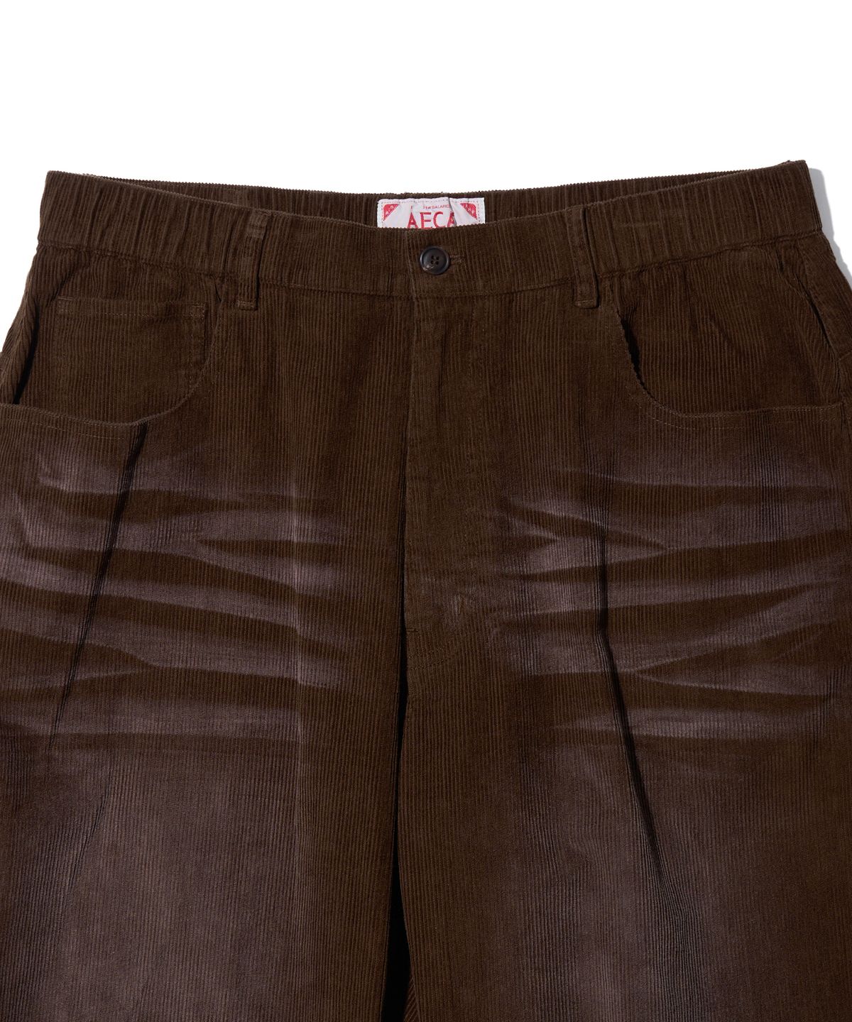 에이카화이트(AECA) VINTAGE WASHING CODUROY WIDE PANTS-BROWN