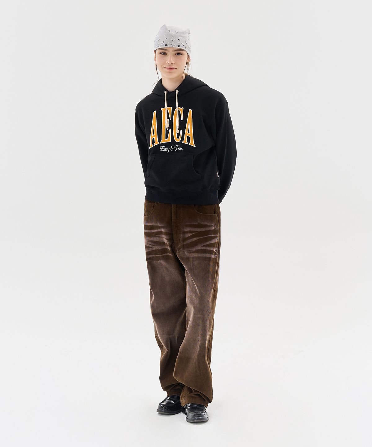 에이카화이트(AECA) VINTAGE WASHING CODUROY WIDE PANTS-BROWN