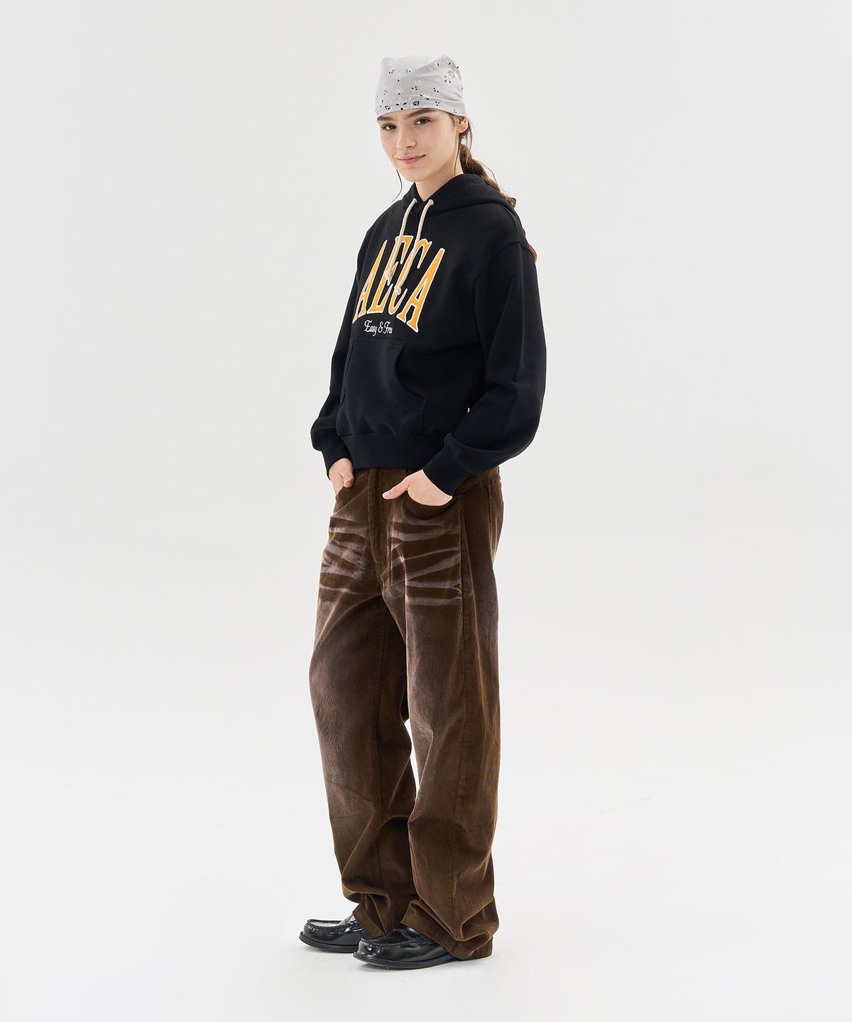 에이카화이트(AECA) VINTAGE WASHING CODUROY WIDE PANTS-BROWN