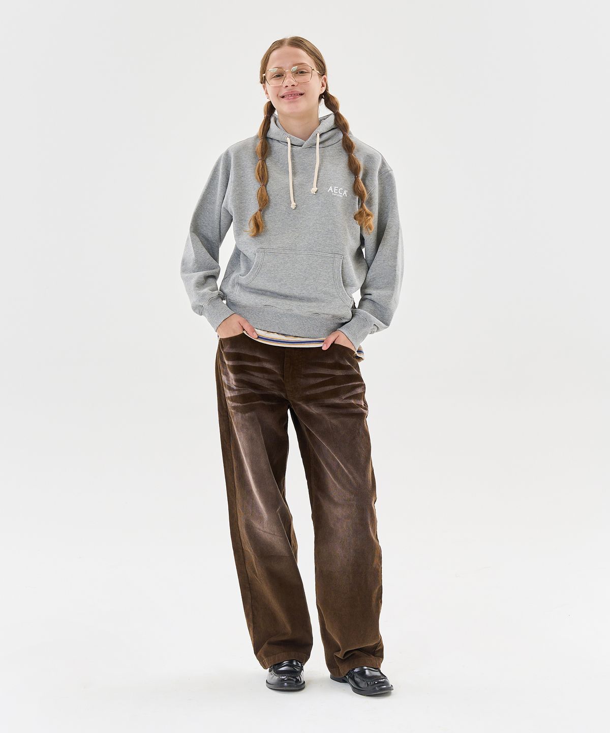 에이카화이트(AECA) VINTAGE WASHING CODUROY WIDE PANTS-BROWN
